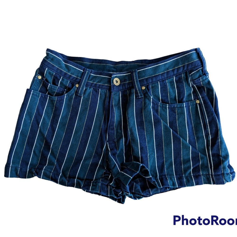 Women's The Emporium striped jean shorts, blue/multi, size M